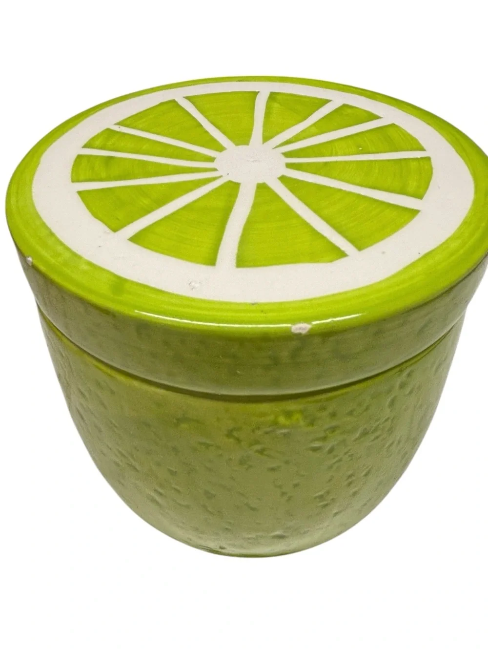 Lime Fruit Ceramic Painted Canister Jar Summer Fruit Decor Kitchen Decor Green